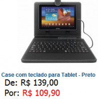 Case com teclado para Tablet - Preto